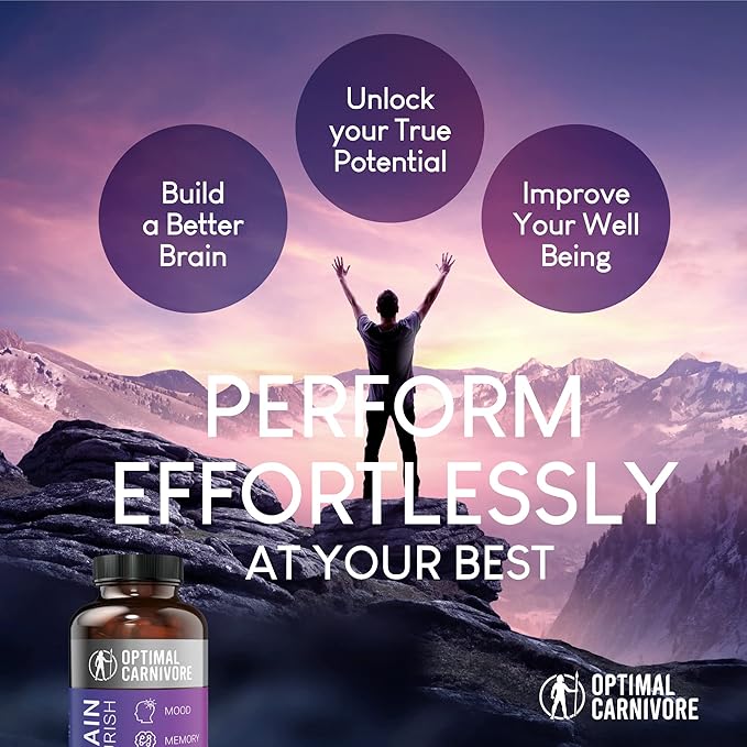 Lions Mane Mushroom Supplement & Beef Brain, Powerful Nootropics Brain Support Supplement, Brain Supplements for Memory and Focus, 180 Capsules