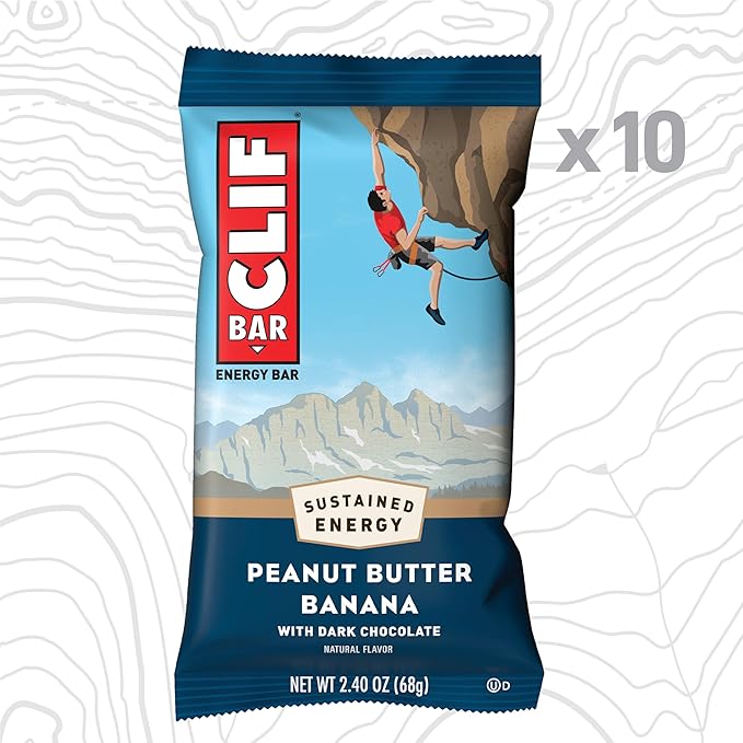 CLIF BAR - Peanut Butter Banana with Dark Chocolate Flavor - Made with Organic Oats - Energy Bars - Non-GMO - Plant Based Protein Bars (10 Pack)