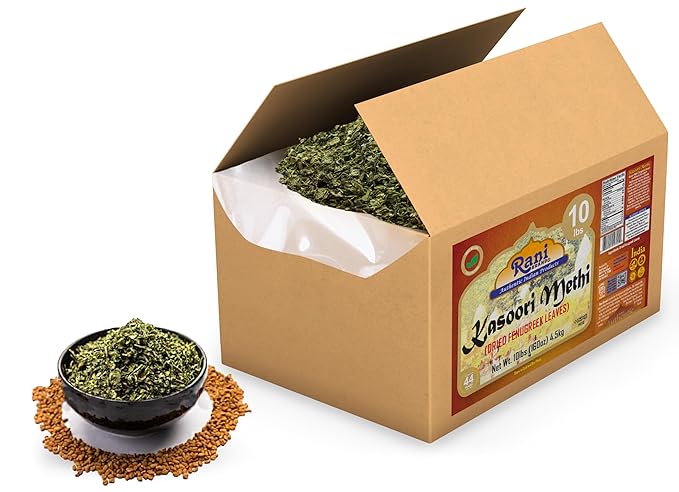 Rani Fenugreek Leaves Dried (Kasoori Methi) 160oz (10lbs) 4.54kg Bulk Box ~ All Natural | Vegan | Gluten Friendly | NON-GMO | Kosher | Indian Origin