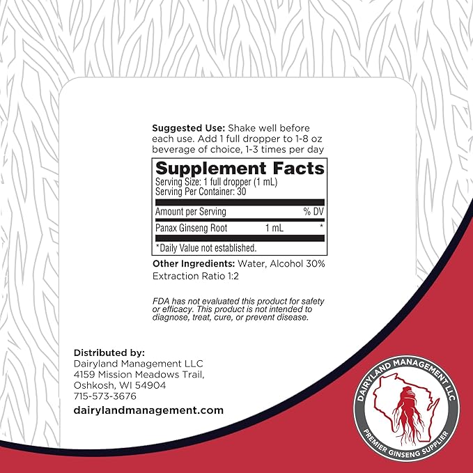 Dairyland Red Ginseng Extract 2 FL oz - Red Panax Ginseng Extract for Immune Support - Authentic Korean Red Ginseng - Non-GMO, Gluten Free Ginseng Liquid - Ginseng HerbSupplement for Daily Use