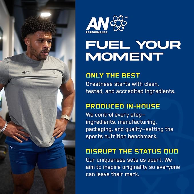 AN Performance Pre-Workout Powder Supplement for Men & Women | Energy Drink Mix with 300mg Caffeine + Beta Alanine + Citrulline | Third-Party Tested | Strawberry Pineapple | 30 Servings