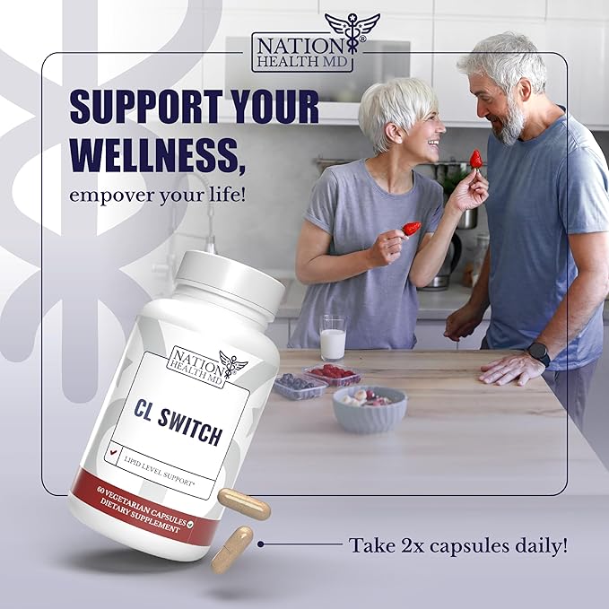 CL Switch – Heart Wellness Supplement – Supports Healthy Cholesterol Levels & Blood Pressure Already in Normal Range* – with Citrus Bergamot, Berberine, Red Yeast Rice & More – 60 Capsules