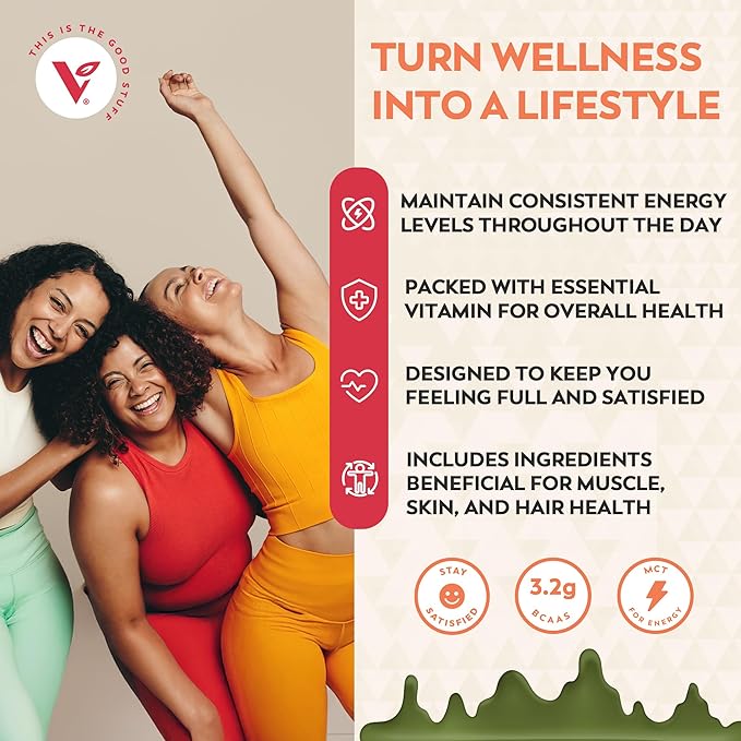 Veeg All in One Protein Smoothie Powder – Vanilla Protein Powder, Vegan Collagen, Greens Superfood Powder, MCT Oil Organic, Multivitamin, Sugar Free, Meal Replacement, Digestive Enzymes,15 Servings