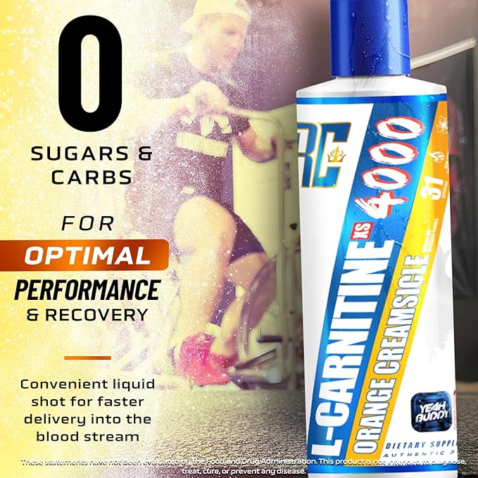 Ronnie Coleman Signature Series L Carnitine XS 4000 Liquid, Stimulant Free, Sugar Free, Zero Carbs, Lean Muscle Strength Support for Men & Women, 16 Oz (16 oz, Orange Creamsicle (4000))