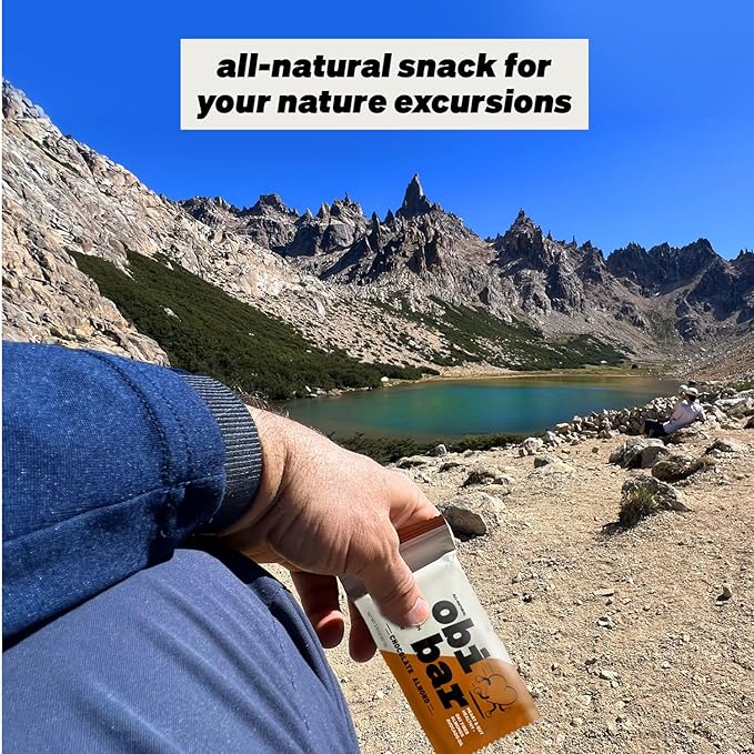 Obi Bar Chocolate Almond - Protein and Oat Fiber Bar | All-Natural | Sustained Energy | Lightly Sweet Taste | 100% Cocoa, Almond Chunks | MADE WITH AVOCADO OIL | Egg White Protein | Soy Free, Dairy Free, No Sugar Alcohol, No Seed Oils | 2.4oz, 12 Pack