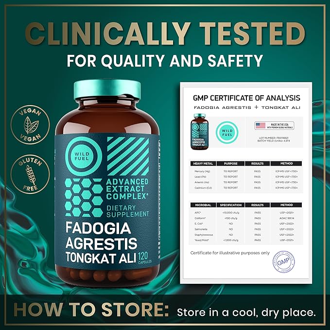 Fadogia Agrestis and Tongkat Ali Supplement - 600mg Fadogia Agrestis for Men, 500mg Longjack Tongkat Ali, Ashwagandha Maca Fenugreek Complex - Muscle Strength, Energy, Mood Support - 120 Capsules
