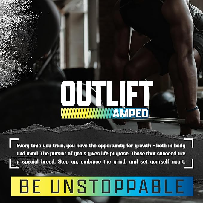 OUTLIFT Amped Max Dosed HIGH STIM Pre Workout Powder, 6G Citrulline, 3.2G Beta Alanine, Alpha GPC, CognatiQ, Extreme Energy, Massive Pumps, Electrolytes, Nootropics Blueberry Lemonade - 22 Serv