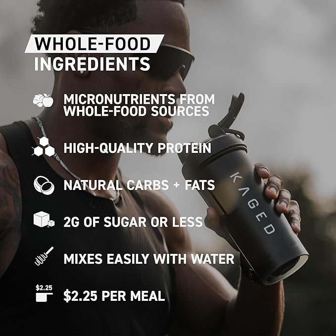 Kaged Clean Meal Replacement Shake with Whey Protein Isolate, Chocolate Peanut Butter, Clean Carbs, MCT Oil Fats, Organic Vitamins and Minerals, 20 Servings
