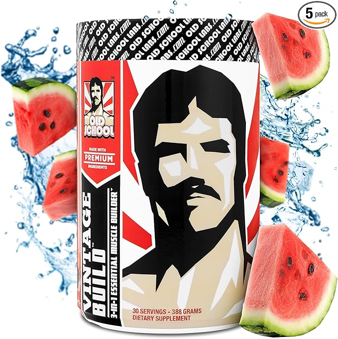 Vintage Build โ Post Workout Recovery & Muscle Building Powder Drink for Muscular Strength & Growth - Reduces Soreness โ Creatine Monohydrate, BCAAs, L-Glutamine โ Juicy Watermelon Flavor โ 388g