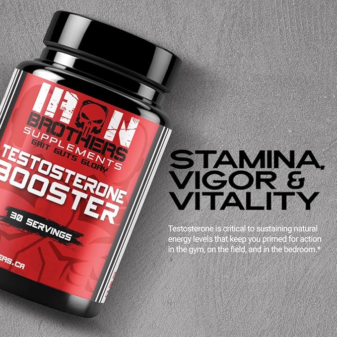 Iron Brothers Supplements Testosterone Booster for Men, 90 Capsules | Testosterone Supplements for Men to Enhance Muscle Growth | Estrogen Blocker | Promotes Fat Loss & Increase Performance - 30 Days
