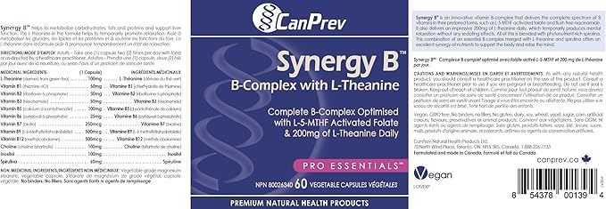 CanPrev Synergy B-Complex with L-Theanine Vegi Capsules, 60 Count