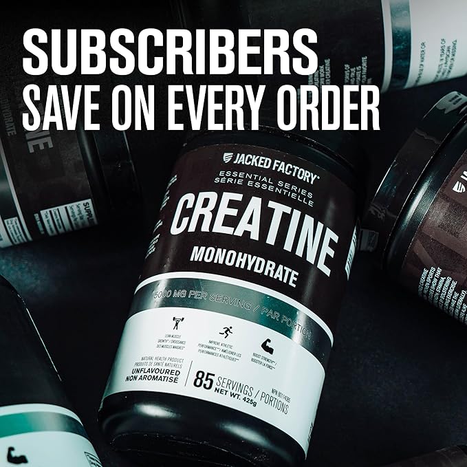 Jacked Factory Creatine Monohydrate Powder 1000g - Creatine Supplement for Muscle Growth, Increased Strength, Enhanced Energy Output and Improved Athletic Performance 200 Servings, Unflavored
