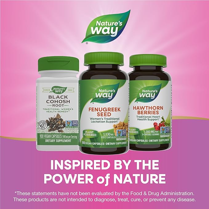 Nature's Way Fenugreek Seed, Traditional Lactation/Breastfeeding Support*, Non-GMO Project Verified, Vegan, 180 Capsules