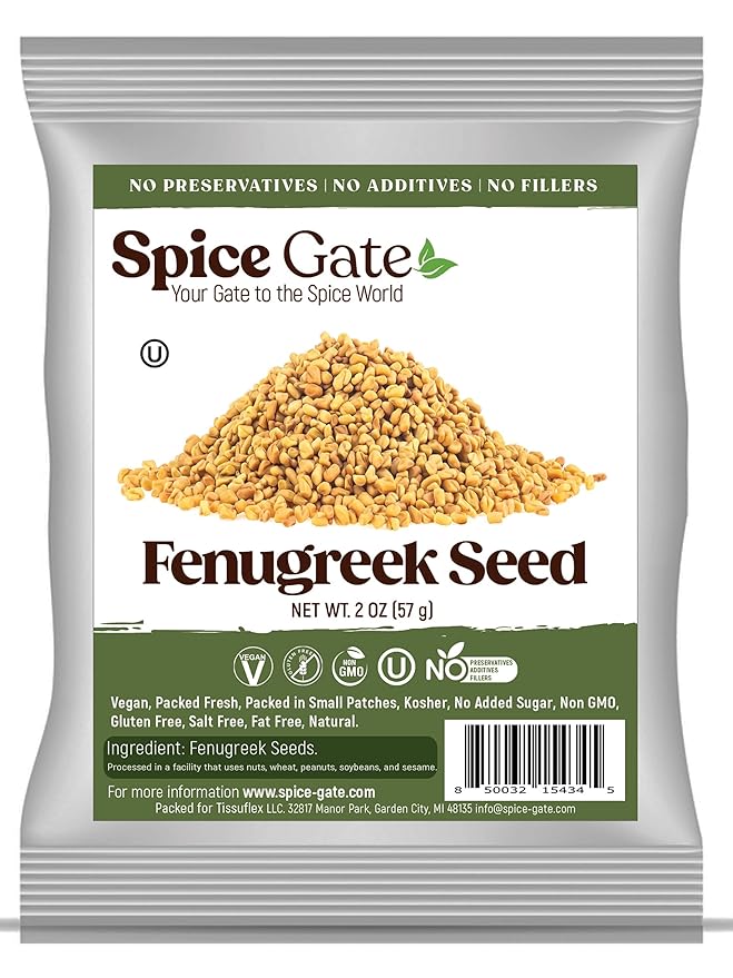 Spice Gate Fenugreek Seeds - Whole (2 oz) Ideal for Indian Meals, Cooking, and Curries