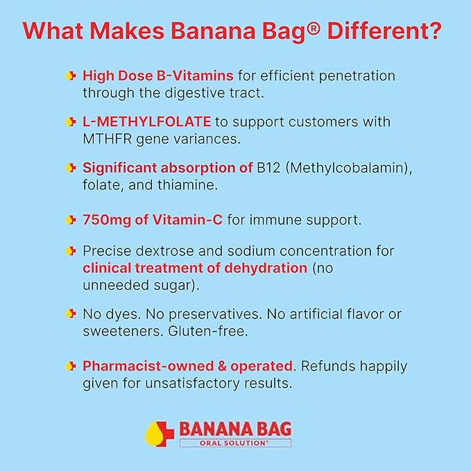 Banana Bag Oral Solution Packets โ Natural Lemon Lime 15pk | A Refreshing Blend of Electrolytes, Vitamin C, and B-Complex for Daily Hydration and Energy | Perfect for Any Lifestyle.