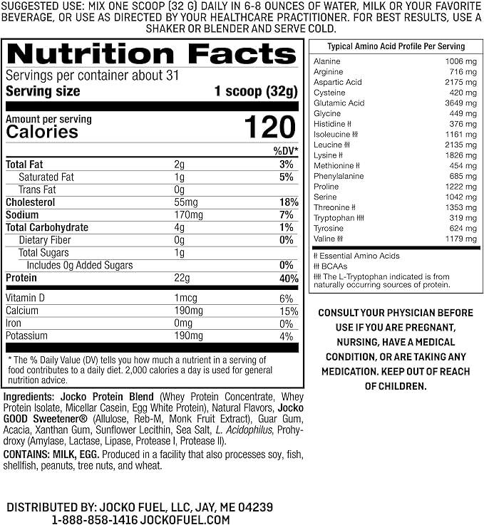 Jocko Fuel Mölk Whey Protein Powder 22g Low Sugar Monk Fruit Blend - Muscle Recovery & Growth, Packaging May Vary (31 Servings, Banana Cream)