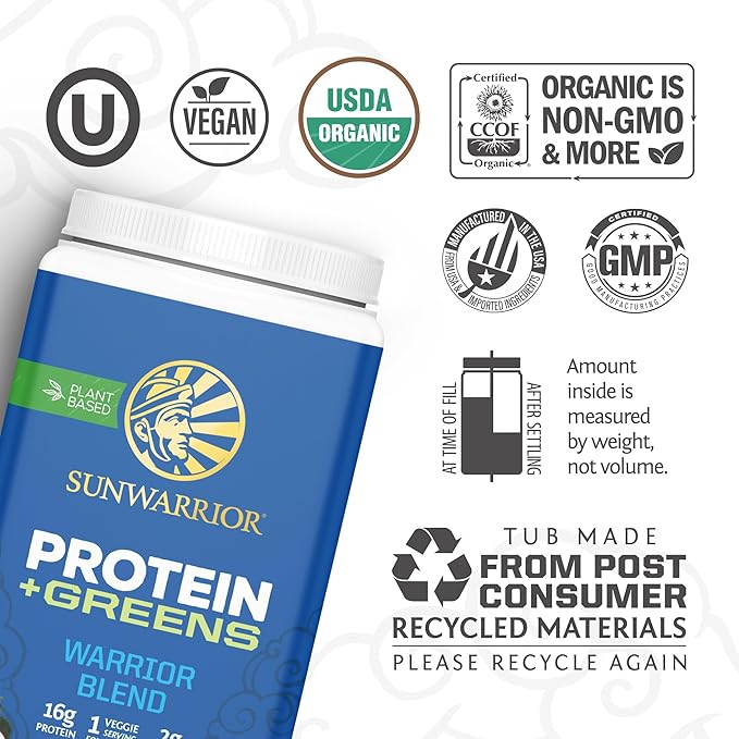 Organic Protein Greens Superfood Powder | Vegan Plant-Based Organic Protein Powder Chocolate Flavored with BCAA Amino Acids & Superfood Blend | Non-GMO Soy Dairy & Gluten Free (Chocolate, 30 Servings)