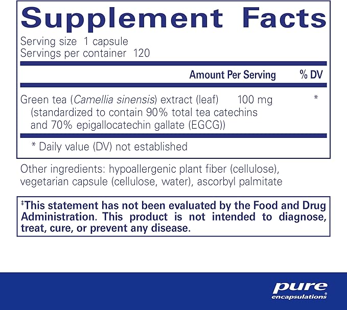 Pure Encapsulations Green Tea Extract (Decaffeinated) | Hypoallergenic Antioxidant Support for All Cells in The Body* | 120 Capsules