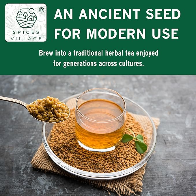 SPICES VILLAGE Fenugreek Seeds, 8 oz, Fenugreek Seeds for Hair Growth, All Natural Dried Indian Methi Seed for Cooking - Kosher Certified, Gluten Free, Resealable Bulk Bag