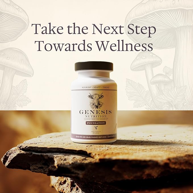 Enhanced Grass Fed Beef Liver with Reishi & Cordyceps Mushroom, Ginseng, Rhodiola - 4500mg Energy Production, Immune Support, Stress Relief, Total Body Wellness