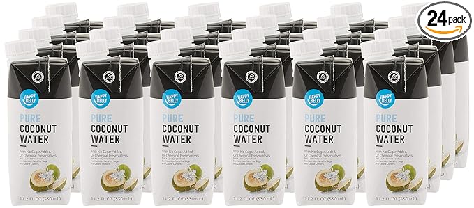 Amazon Brand - Happy Belly Coconut Water, 11.2 fl oz (Pack of 24)