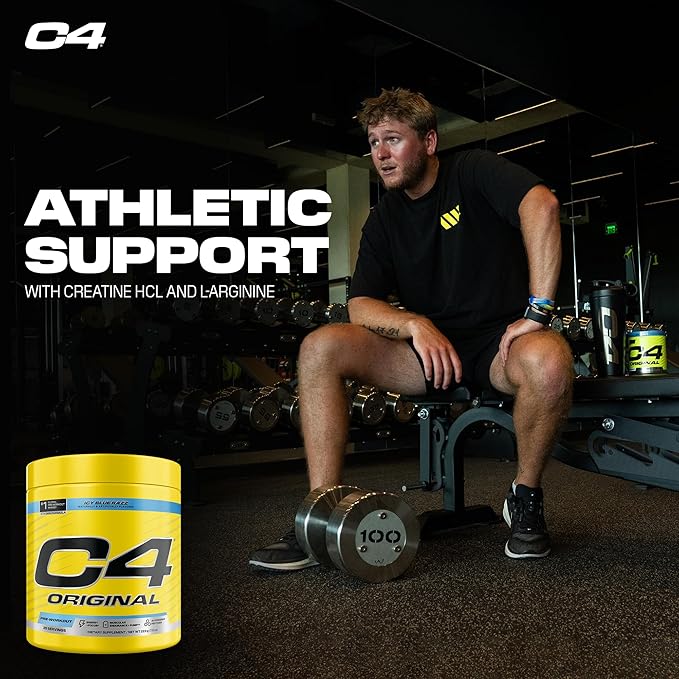 Cellucor C4 Original Pre Workout – Pre-Workout for Endurance, Focus & Performance with 200mg Caffeine, Beta-Alanine, Creatine Nitrate, L-Arginine & PeptiPump – Sugar Free, 25 Servings, ICY Blue Razz