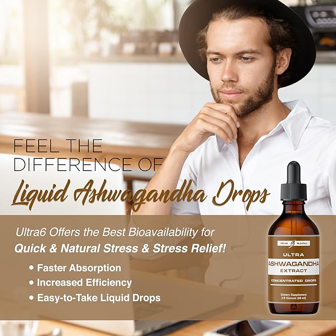 Ashwagandha Liquid Drops - Organic Ashwagandha Supplements with Rhodiola Rosea Tincture - Root Extract for Mood and Energy - Supplement for Men & Women