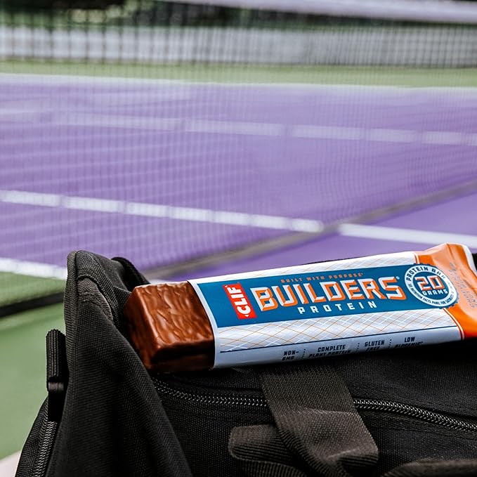 CLIF Builders + Caffeine - Chocolate Chip Cookie Dough Flavor - Plant Based Protein Bars - Gluten Free - Non-GMO - Low Glycemic - 20g Protein - 2.4 oz. (12 Count)