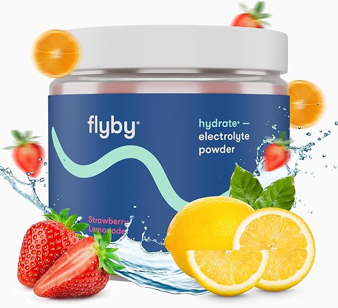 Flyby Electrolyte Powder - Strawberry Lemonade | contains Potassium, Aquamin™ Calcium & Magnesium, Sea Salt Sodium, Full Spectrum 72 Trace Minerals | Electrolytes Recovery | Non-GMO | Gluten-Free