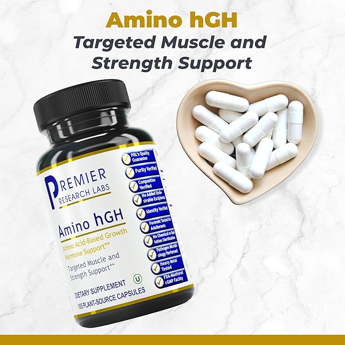 Premier Research Labs Amino HGH - HGH Supplements for Men, HGH Supplements for Women, Amino Acids, L-Arginine, L-Lysine, HGH Enhancer, Support Human Growth Hormone and Muscle Growth - 105 Capsules