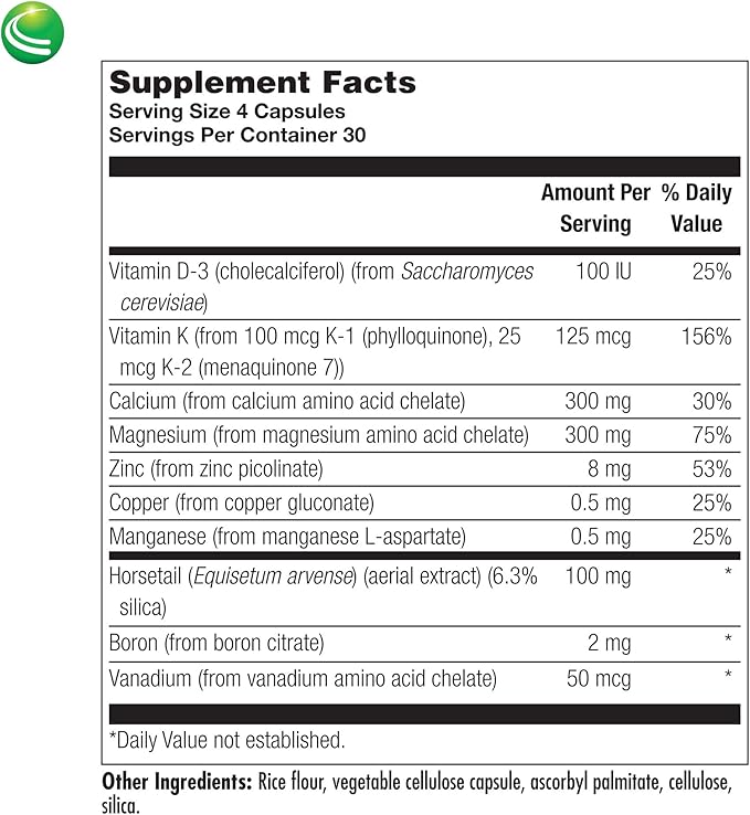 Nutra Biogenesis Osteogenesis - Bone Health Supplements for Women & Men, Vitamin D3 K2 & Calcium for Bone Density & Healing, Minerals Zinc, Magnesium & Boron - 120 Veggie Capsules