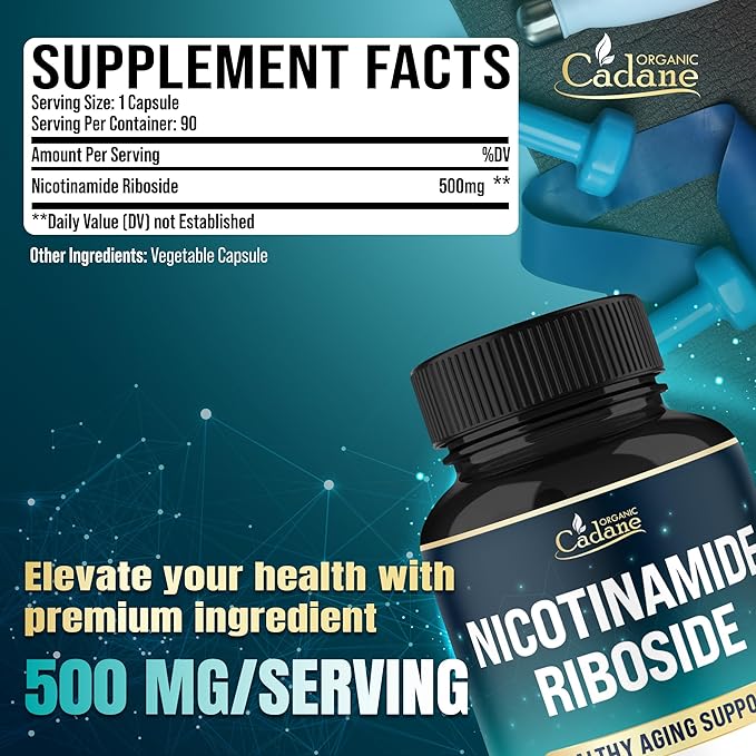 Organic Cadane Nicotinamide Riboside Supplement | Cellular Health Support | Vegan, Non-GMO – 90 Capsules - Support for 3 Months