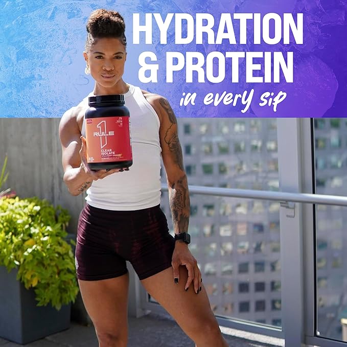 Rule One Proteins Clear Isolate - 20g All-whey Isolate Protein, Over 9g EAAs, 300mg of Electrolyte Minerals, 90 Calories, Light, Crisp, and Refreshing Taste (27 Servings, Blue Raspberry)