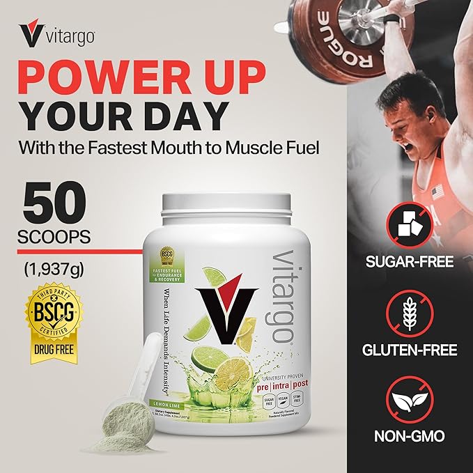 Vitargo Carbohydrate Powder | Feed Muscle Glycogen 2X Faster | 4.4 LB Lemon & Lime Pre Workout & Post Workout Recovery Powder | Carb Supplement for Recovery, Endurance, Gain Muscle Mass