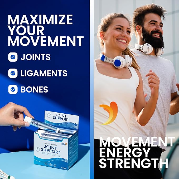 Swedish Nutra - Joint Support 30 Shots I Collagen Type I, II & III I Glucosamine, MSM, Chondroitin, Turmeric I Sugar-Free - 30 Day Supply