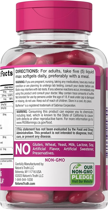 Nature's Truth Collagen Beauty Supplement | 100 Liquid Max Softgels | Non-GMO & Gluten Free Pills | Hydrating Formula