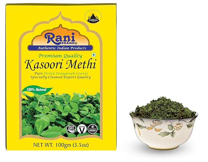 Rani Fenugreek Leaves Dried (Kasoori Methi) 3.5oz (100g) ~ All Natural | Vegan | Gluten Friendly | NON-GMO | Indian Origin