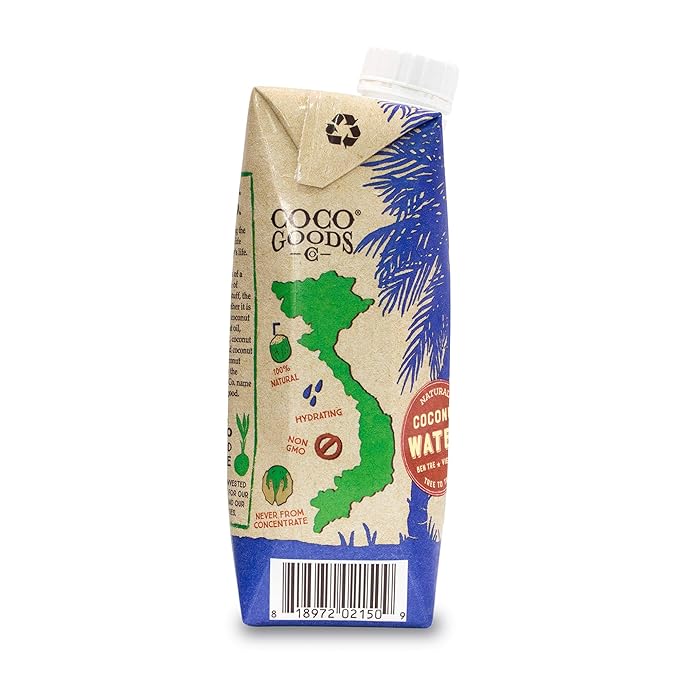 CocoGoodsCo Vietnam Single-Origin 100% Natural Coconut Water, Non-GMO, Never from Concentrate (16.9 fl. oz, 12 pack)