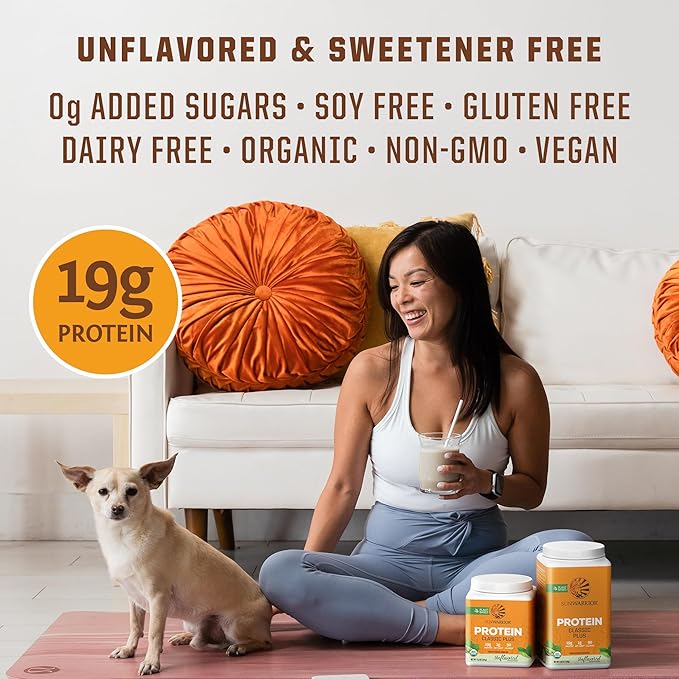 Vegan Organic Protein Powder Plant-based | 5 Superfood Quinoa Chia Seed Soy Free Dairy Free Gluten Free Synthetic Free NON-GMO | Unflavored 30 Servings | Classic Plus by Sunwarrior