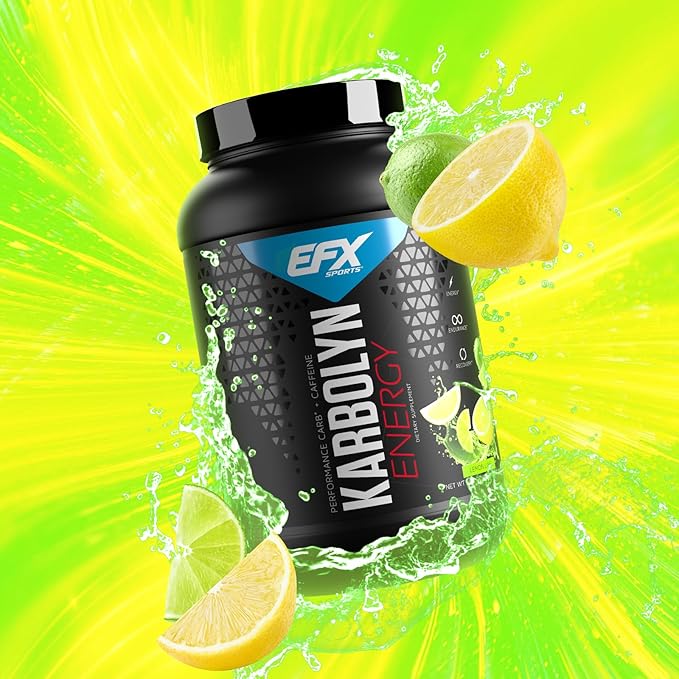 EFX Sports Karbolyn Energy | Performance Carbohydrate Powder + Caffeine | Carb Load & Energize | 250mg Caffeine | Sugar Free | 36 Servings (Lemon Lime)