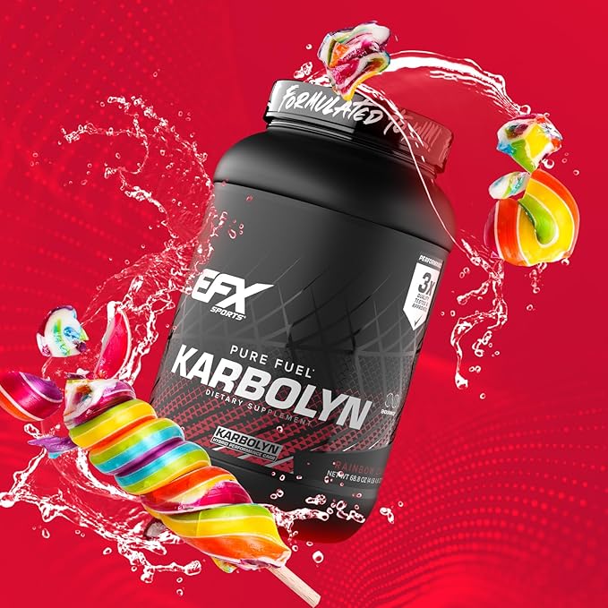 EFX Sports Karbolyn Fuel | Fast-Absorbing Carbohydrate Powder | Carb Load, Sustained Energy, Quick Recovery | Stimulant Free | 35 Servings (Rainbow Candy)