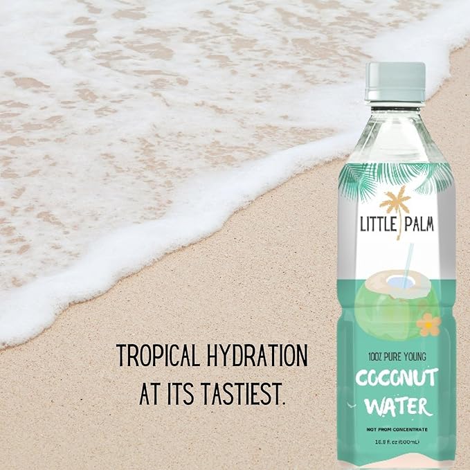 Little Palm - Pure Coconut Water, Made from Young Coconuts, No Sugar Added, Non-GMO, Natural Hydration, Electrolytes, 16.9 fl oz (24-Pack, Original)