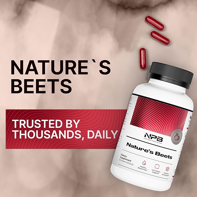 Nature's Pure Blend Organic Beet Root Powder Capsules – Beet Root Capsules & Beets Supplements for Circulation – L Arginine – Nitric Oxide Supplements – 1500MG