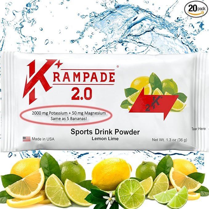 Potassium Magnesium Supplement Electrolytes Powder - 50 mg Mag + 2000 mg K, >2X More Than Coconut Water | Cramp Relief | Hydration Packets