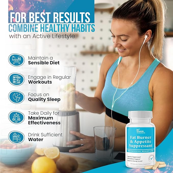 Dr Vitamin Fat Burner for Women & Men - Appetite Suppressant for Weight Loss - Pills w/ Metabolism Booster Thermogenic Weight Loss Supplement - Includes Chromium, Caffeine & Green Tea Extract - 30 Ct.