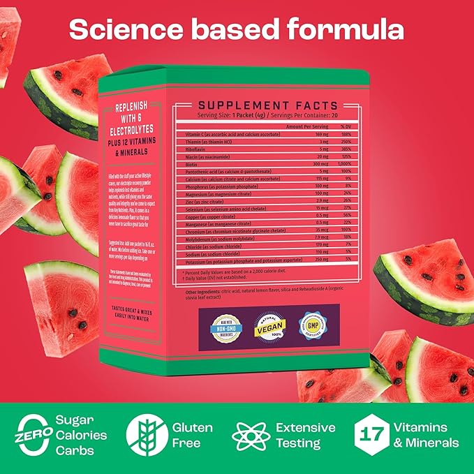 KEY NUTRIENTS Ultimate Hydration & Energy Bundle: Variety Pack 5 Flavor Multivitamin Electrolyte Powder 10 Pack & Watermelon Electrolyte 20 Packet – Sugar-Free, Zero Calories