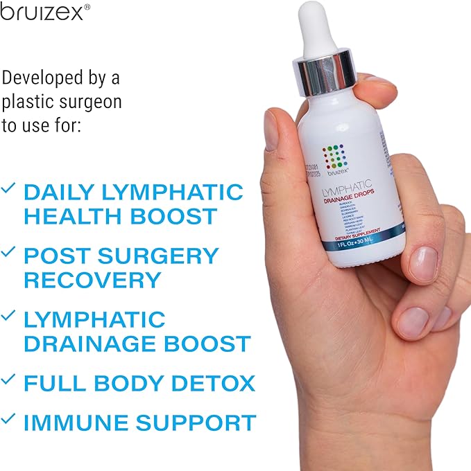 Lymphatic Drainage Drops for Surgery Recovery & Lymphatic Health, Unflavored, Use Post Liposuction, BBL & Tummy Tuck, Natural Herbal Blend of Dandelion Root, Burdock Root, Echinacea, 1 Fl Oz