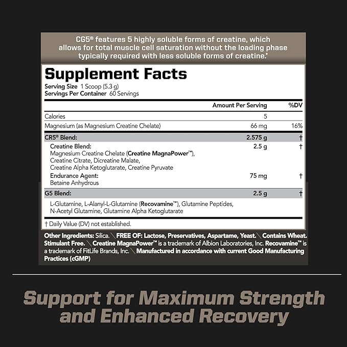 PMD Sports CG5 - Premium Creatine and L-Glutamine Powder (60 Servings) & PMD Sports BCAA Stim Free Amino Acids for Enhanced Recovery - Lemonade (30 Servings)