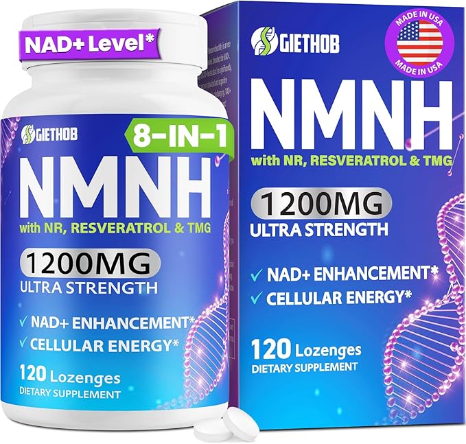 Sublingual NMNH (Dihydronicotinamide Mononucleotide), NMN Supplement Alternative, NAD Supplements for Women Men, with Resveratrol, NR & TMG, NAD+ Levels as We Age, Anti-Aging, Energy, Focus, 120 Count
