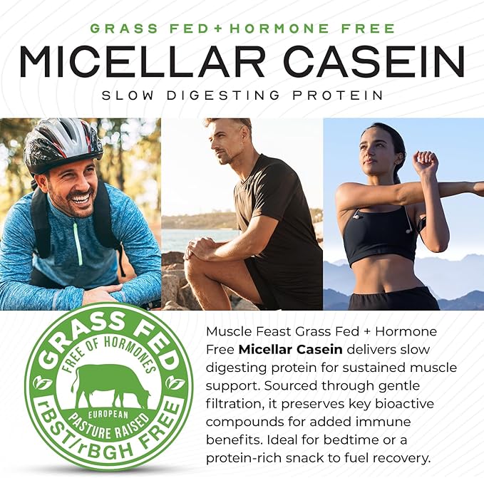 Muscle Feast Micellar Casein Protein, All Natural Pasture Raised Hormone Free Soy Free, Unflavored, 2lb
